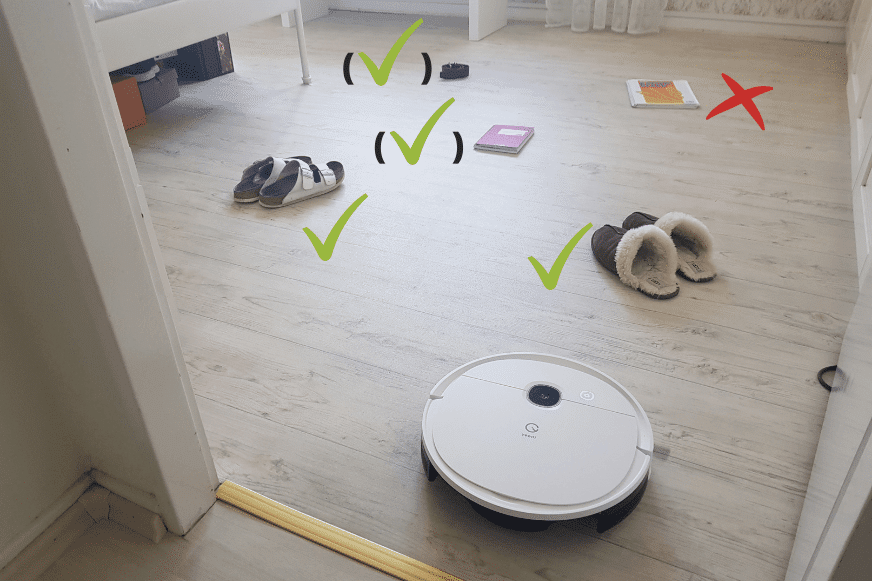 Das Ergebnis des Hinderniserkennungstests des Yeedi Vac 2 Pro bei mittelflachen Objekten wird übersichtlich dargestellt